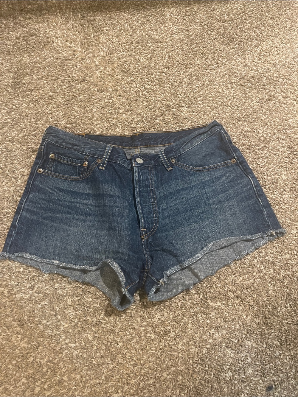 Levis Dark Blue Denim Cutoff Shorts - Women's Casual Summer Short